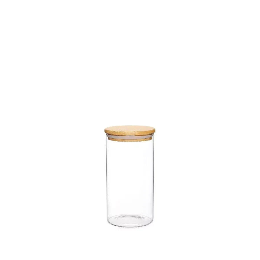 Round Glass Storage Jar with Bamboo Lid – Airtight Food Container - (5 Sizes)