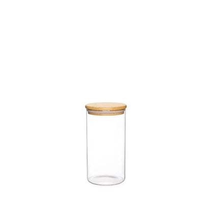 Round Glass Storage Jar with Bamboo Lid – Airtight Food Container - (5 Sizes)