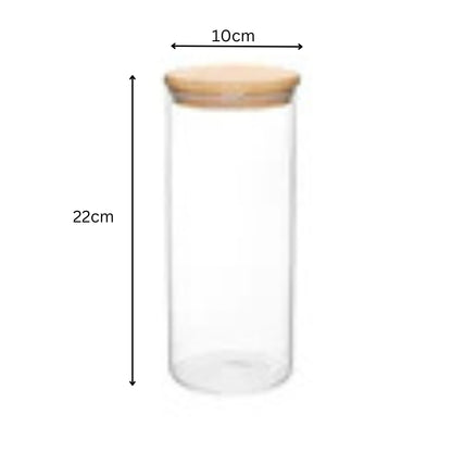 Round Glass Storage Jar with Bamboo Lid – Airtight Food Container - (5 Sizes)