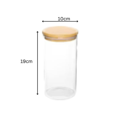 Round Glass Storage Jar with Bamboo Lid – Airtight Food Container - (5 Sizes)
