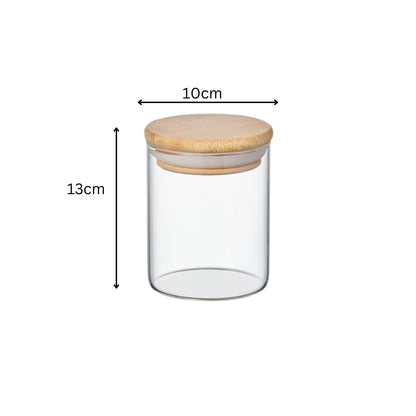 Round Glass Storage Jar with Bamboo Lid – Airtight Food Container - (5 Sizes)