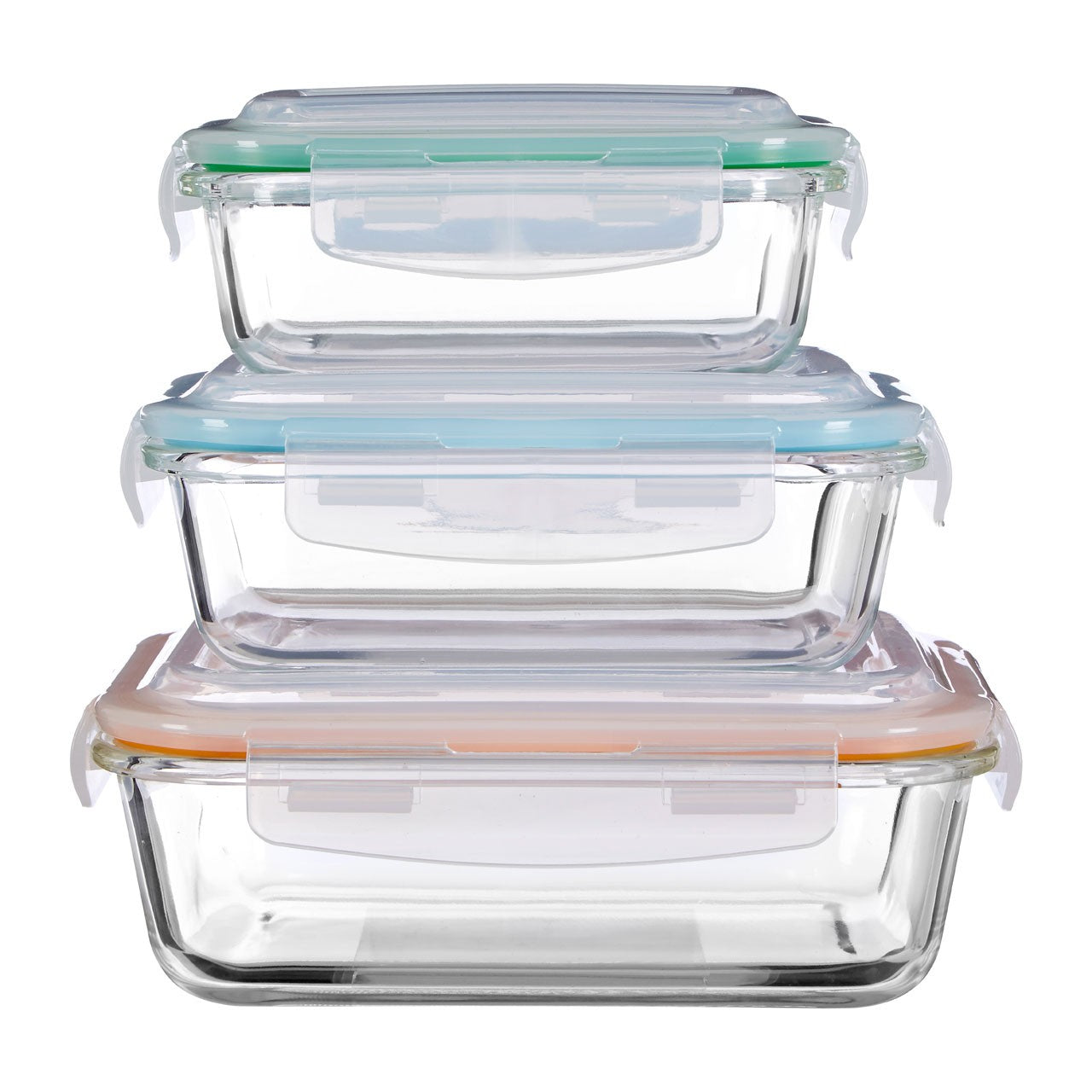 3Pcs Freska Borosilicate Glass Lunch Boxes Food Container Airtight Plastic Lid