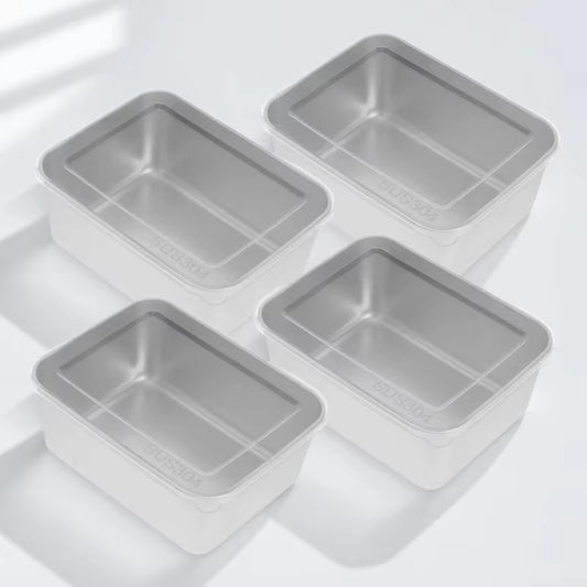 4Pcs Food Preservation Boxes Small Sealing Containers Compact Space-Saving Refrigerator Storage Fresh Vegetable Fruit Snack