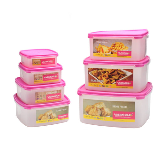 Plastic Food Containers Tubs Storage Saver Cake Lunch Box Kitchen Square Set 7PC