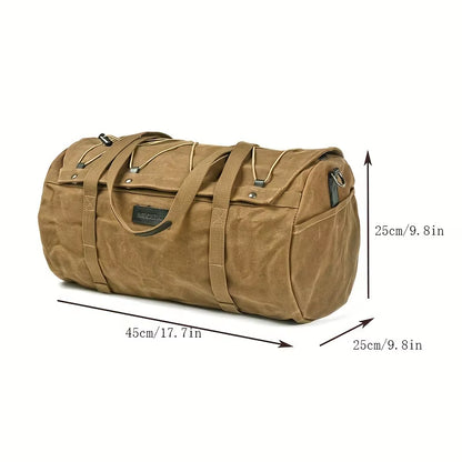 Classic American Retro Travel Bag Retro Portable Messenger Batik Canvas Cylinder Motorcycle Travel Bag Gym Bag