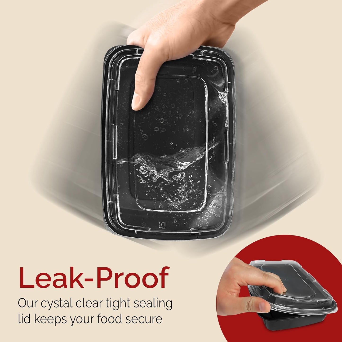 Meal Prep Containers (50 Pack, 32 Oz.) | 1 Compartment Food Containers with Lids | Microwavable Freezer Dishwasher Safe - Bento Box