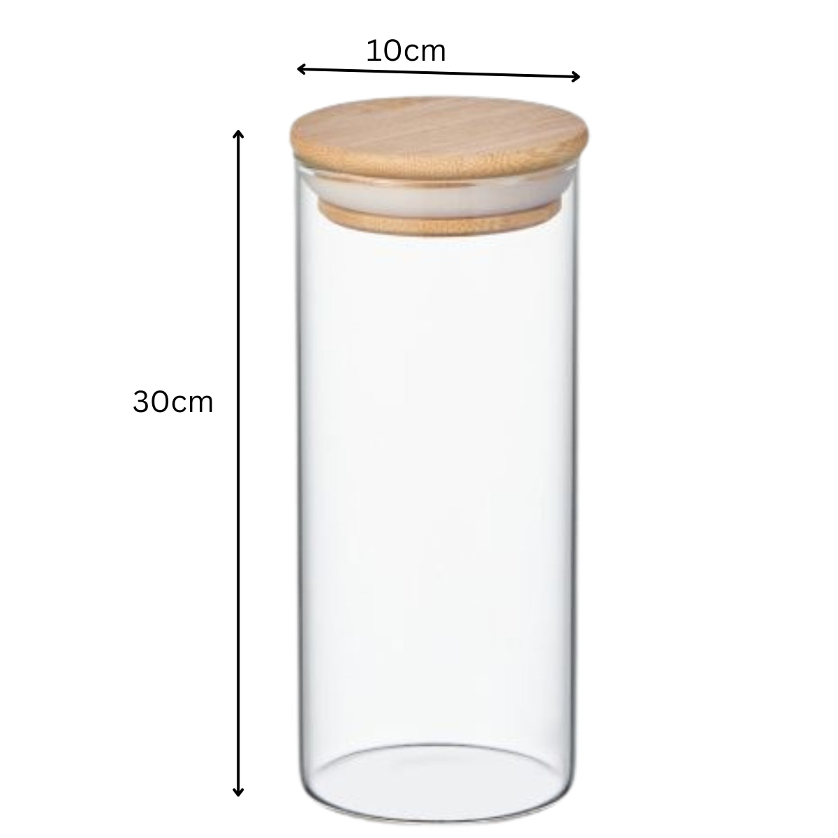 Round Glass Storage Jar with Bamboo Lid – Airtight Food Container - (5 Sizes)