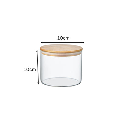 Round Glass Storage Jar with Bamboo Lid – Airtight Food Container - (5 Sizes)