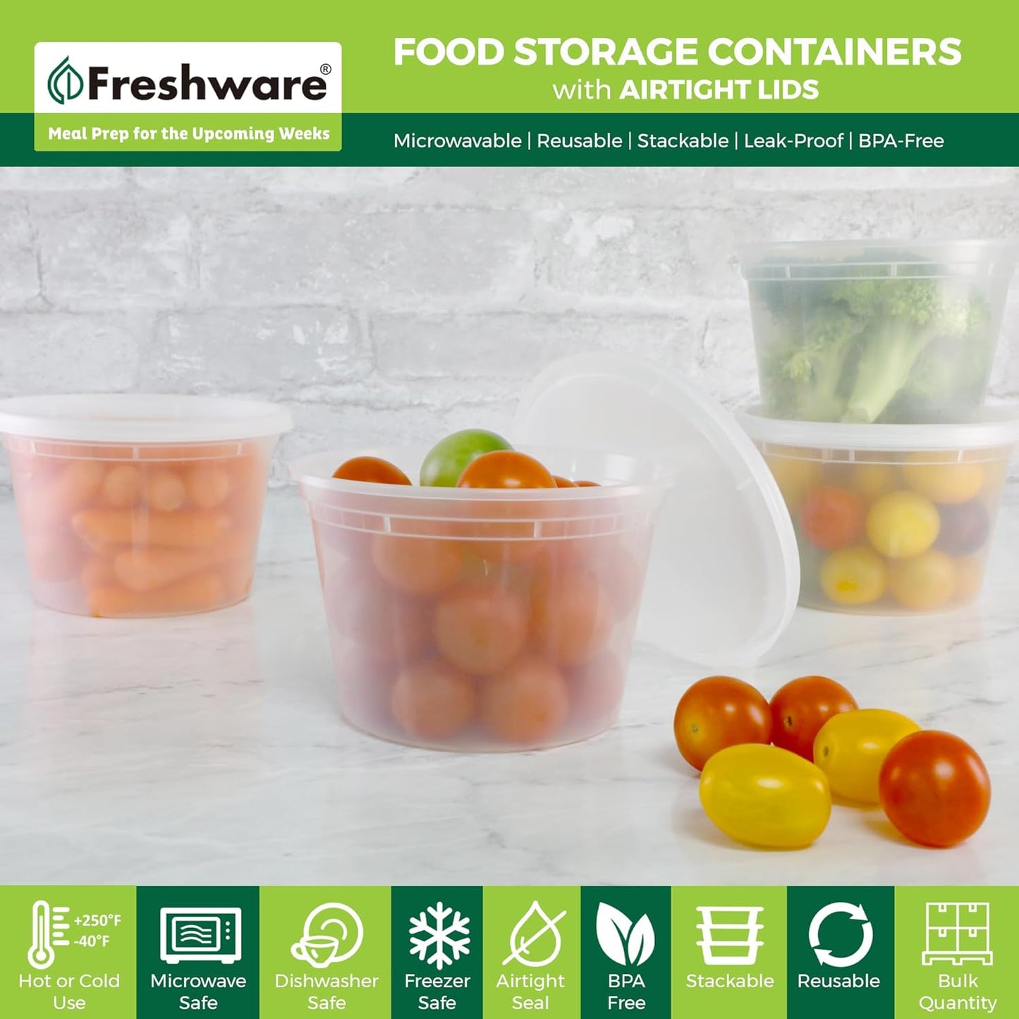Food Storage Containers [50 Set] 16 Oz Plastic Deli Containers with Lids, Slime, Soup, Meal Prep Containers | BPA Free | Stackable | Leakproof | Microwave/Dishwasher/Freezer Safe