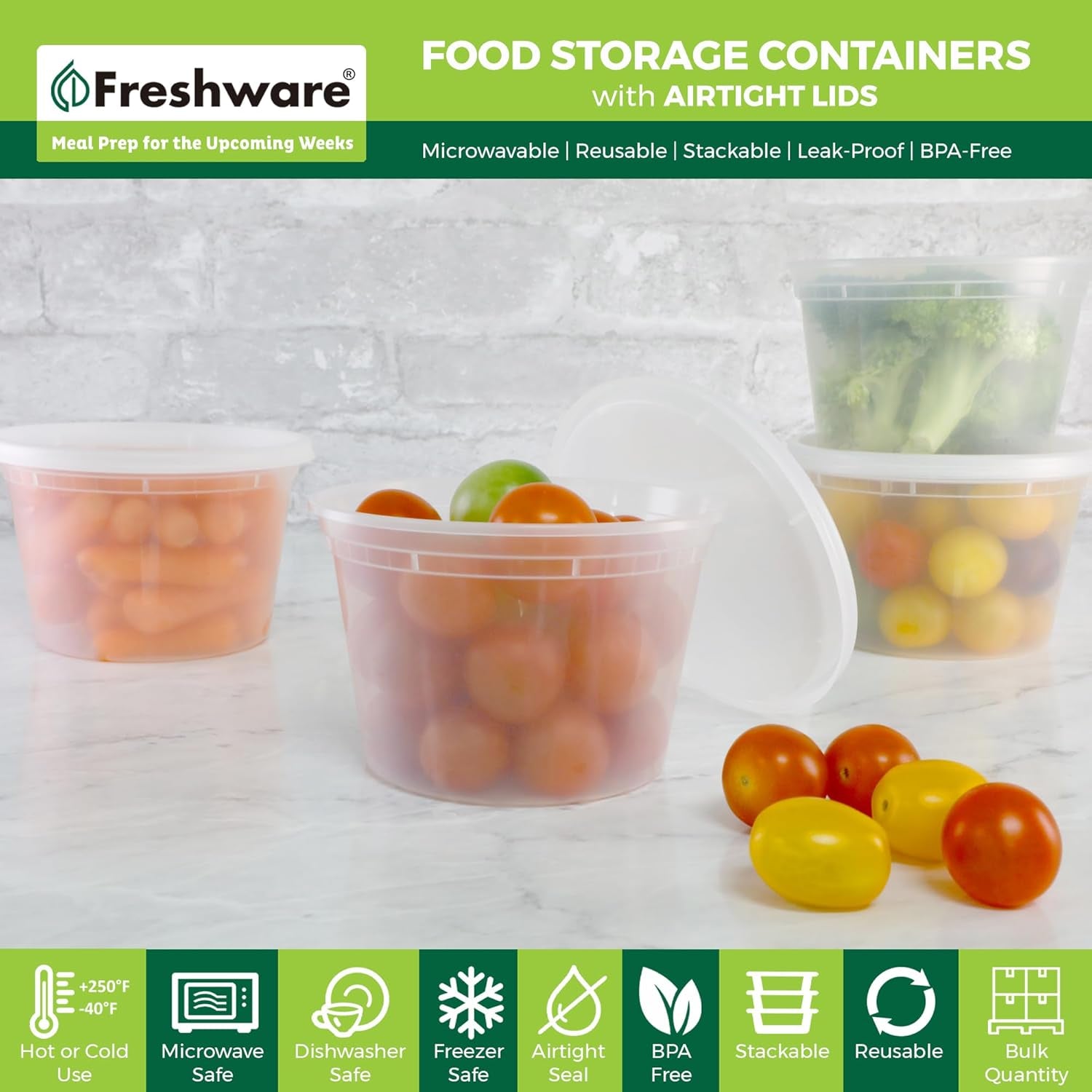 Food Storage Containers [50 Set] 16 Oz Plastic Deli Containers with Lids, Slime, Soup, Meal Prep Containers | BPA Free | Stackable | Leakproof | Microwave/Dishwasher/Freezer Safe