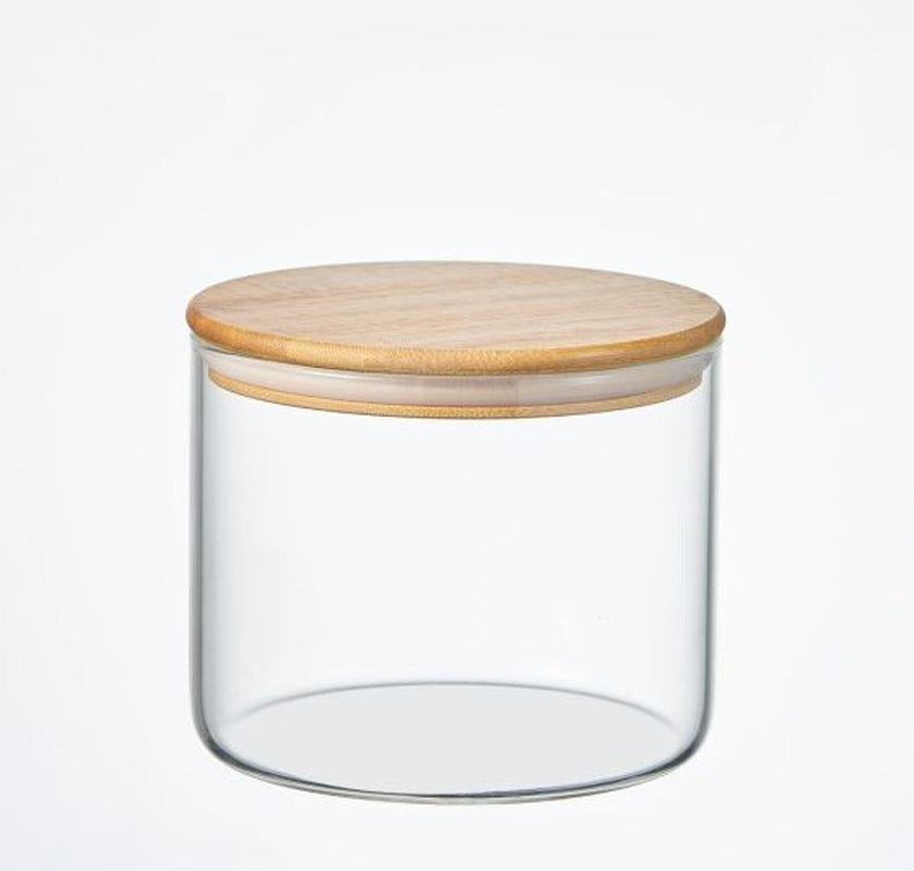 Round Glass Storage Jar with Bamboo Lid – Airtight Food Container - (5 Sizes)