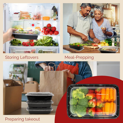 Meal Prep Containers (50 Pack, 32 Oz.) | 1 Compartment Food Containers with Lids | Microwavable Freezer Dishwasher Safe - Bento Box