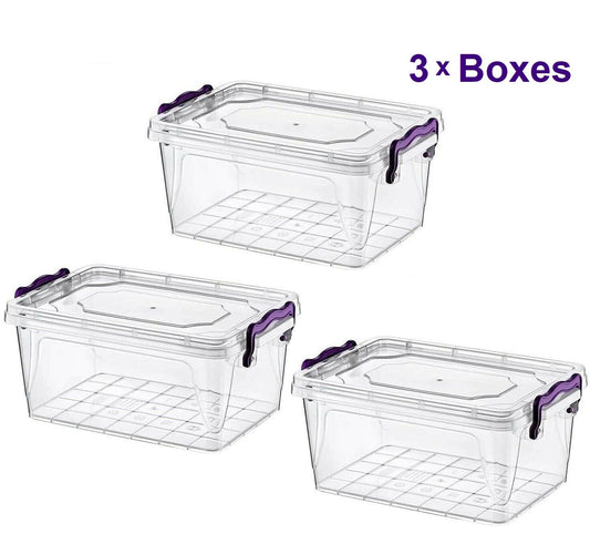 3X Food Container Plastic Food Storage Boxes with Lid Clear Microwave Dishwasher