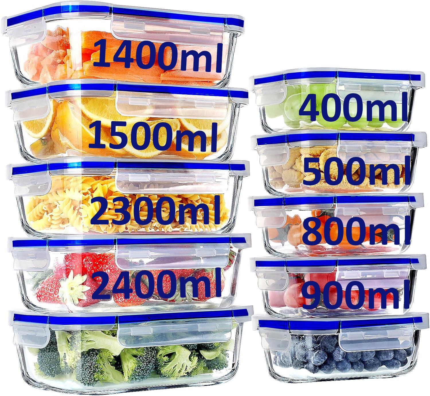 Airtight Food Storage Rectangle Containers Clip Lock Lid 100% Non-Leak BPA Free