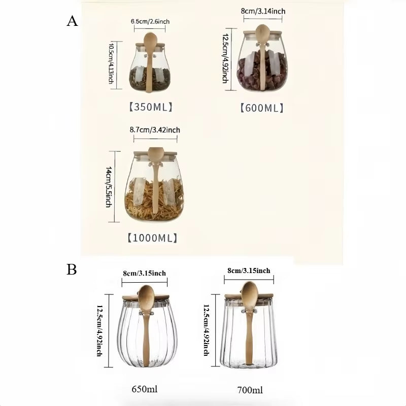 1Pc Airtight Food Containers Kitchen Storage Pots Glass Jar with Lid Sealed Canister Sugar Tea Cans Hermetic Kitchen Coffee Jars