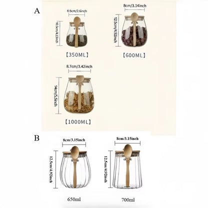 1Pc Airtight Food Containers Kitchen Storage Pots Glass Jar with Lid Sealed Canister Sugar Tea Cans Hermetic Kitchen Coffee Jars